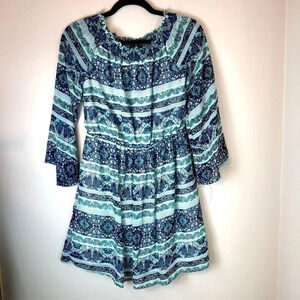 Alya | Blue & Mint Paisley Striped Dress